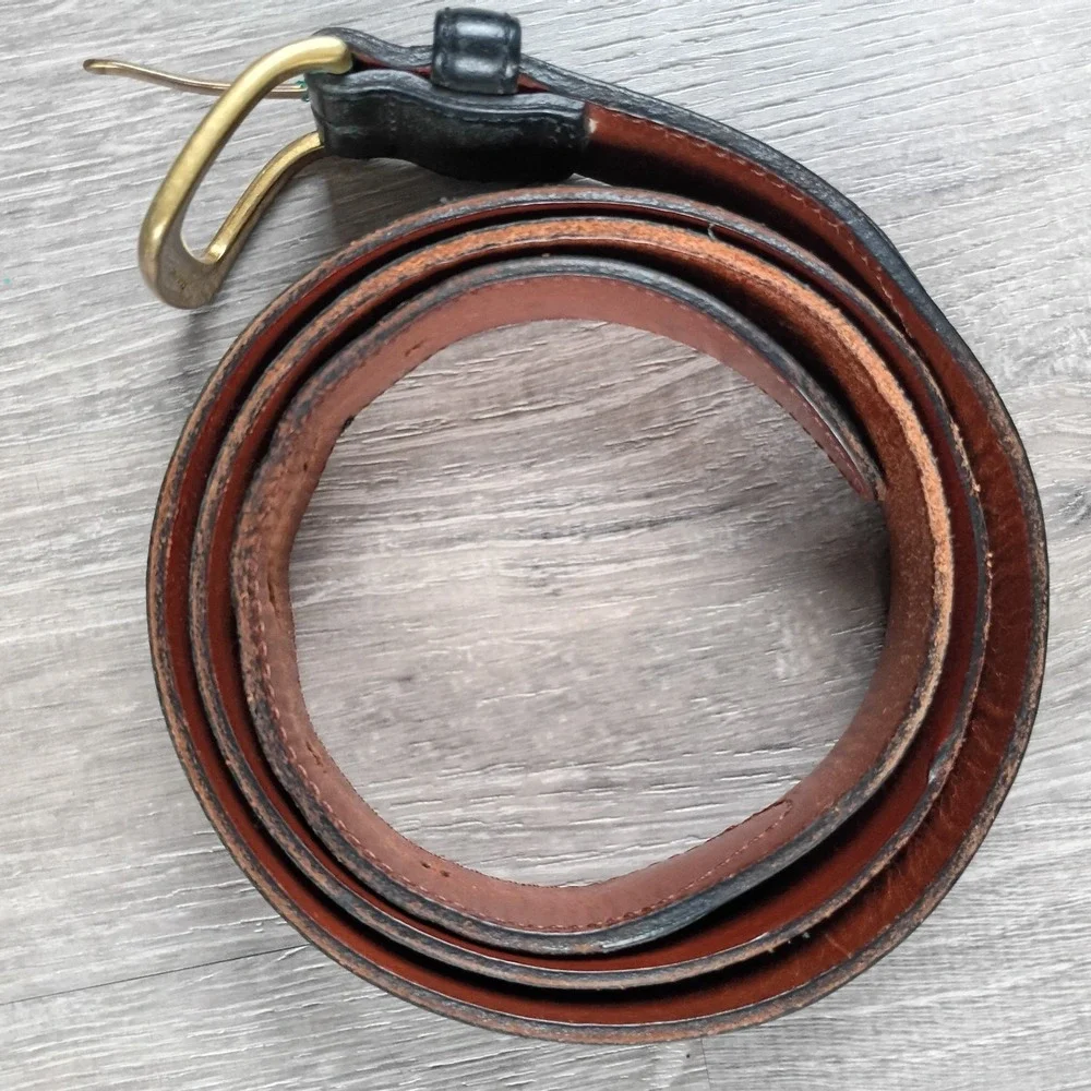 Genuine American Bison Leather Belt USA Tooled‎ Western Buck Lace Worn  Black